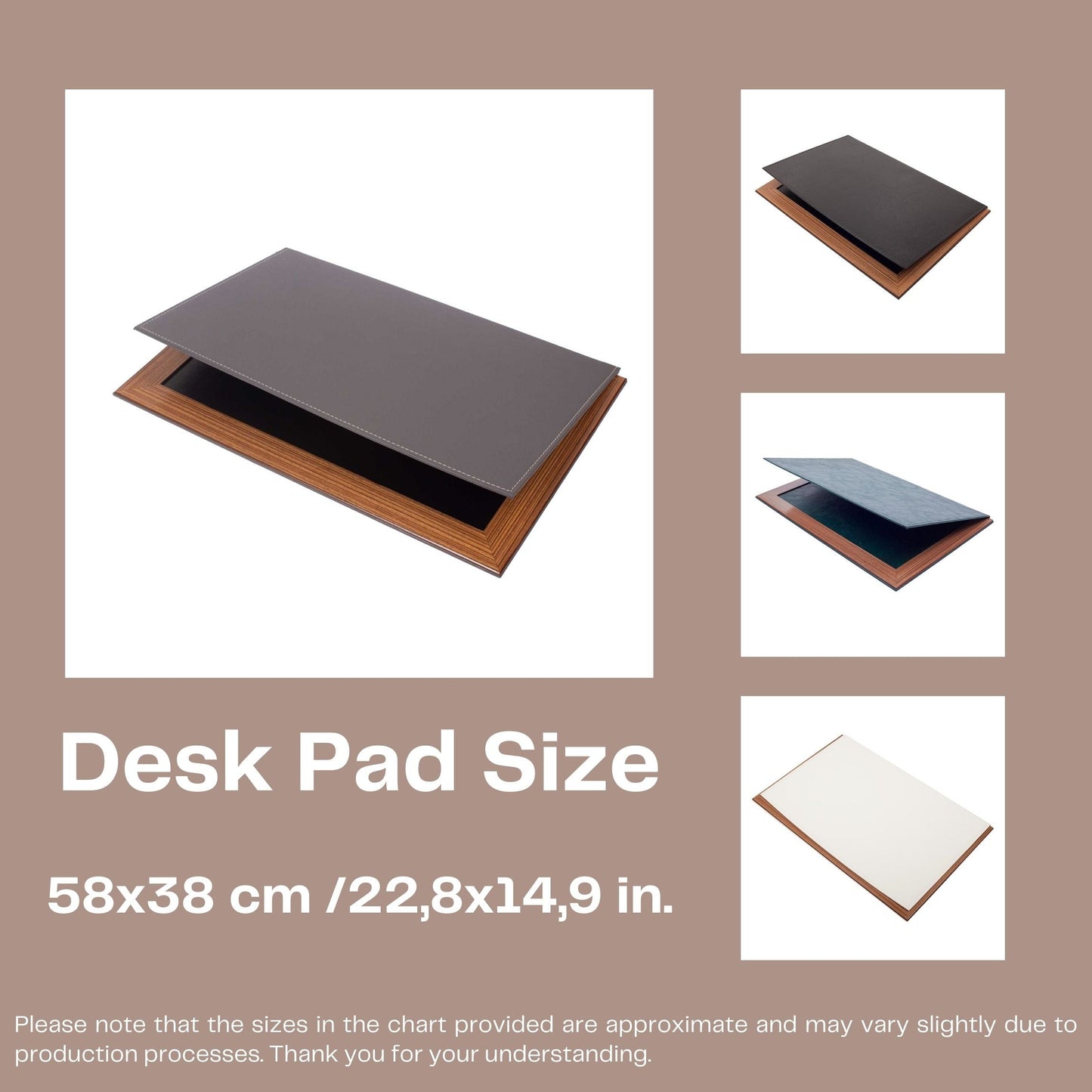 MOOG Leather Desk Pad With Wood Combination - White Leather