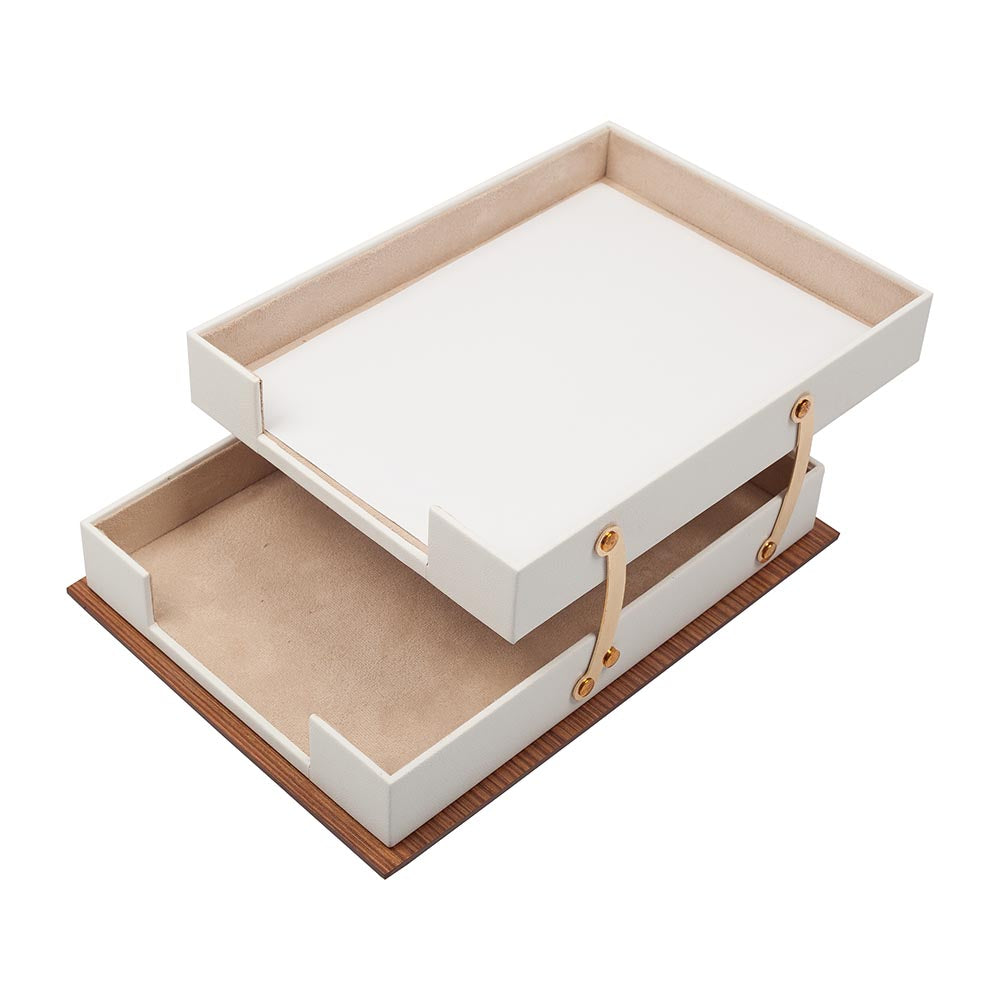 MOOG Star Wooden Leather Double Document Tray