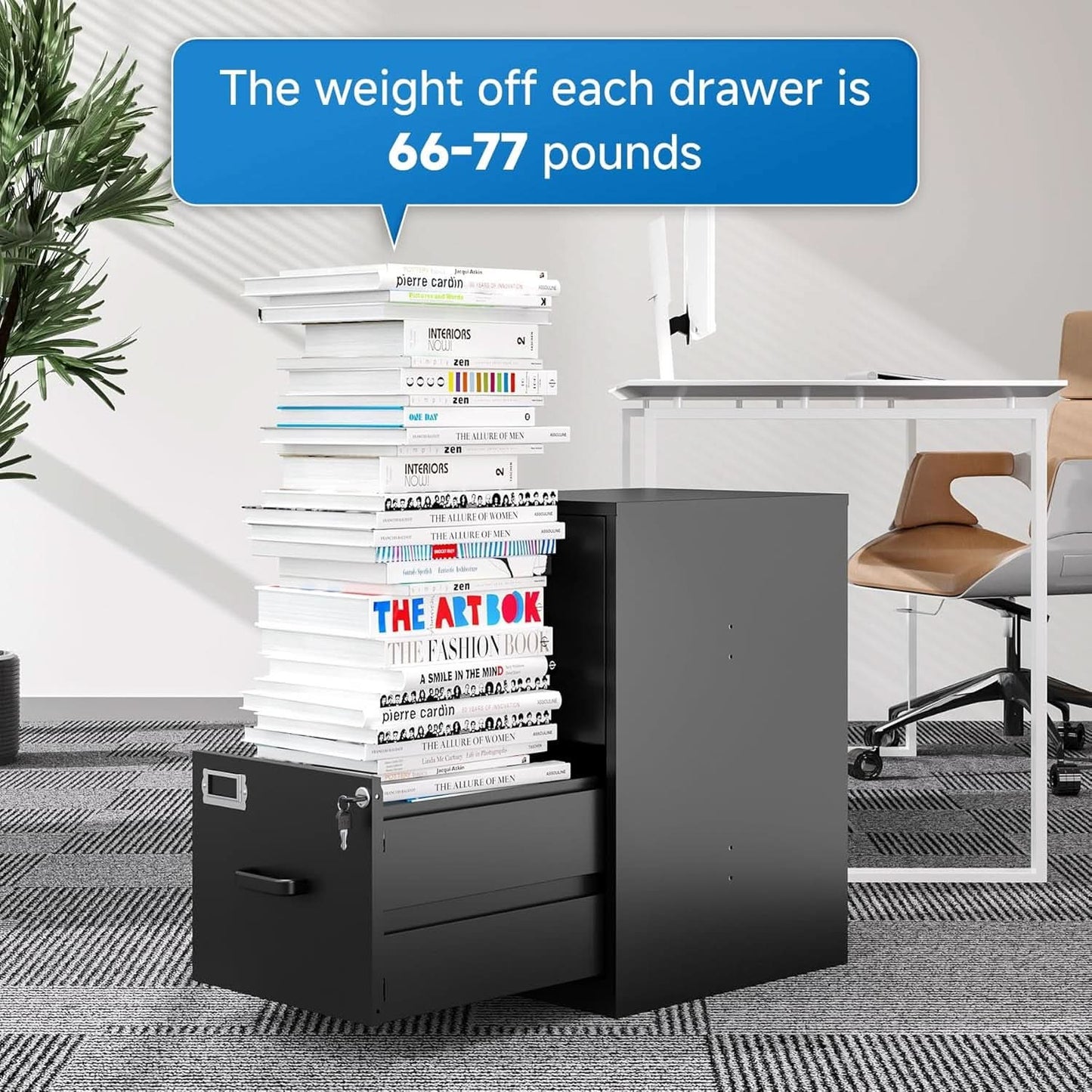 2 Drawer Locking Vertical File Cabinet For Letter Size Files Steel Office Storage