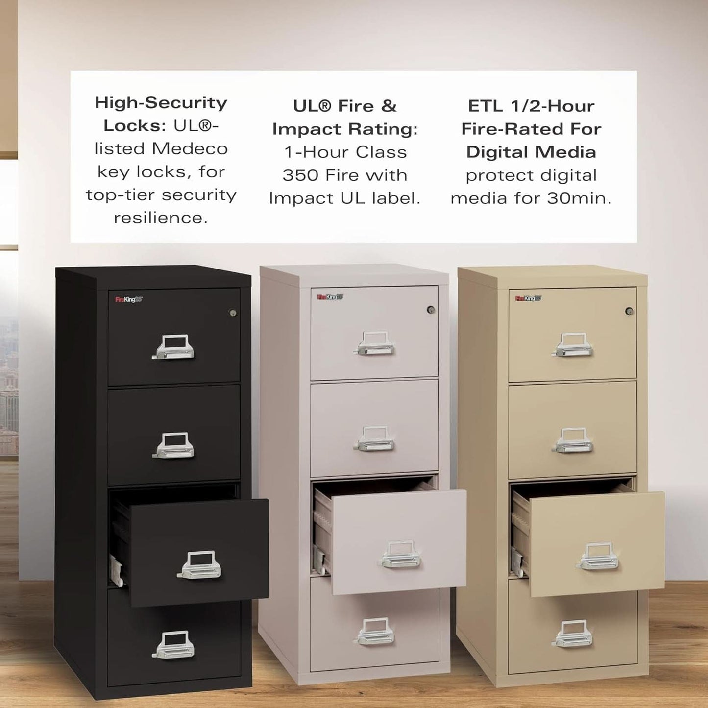 Vertical 4 Drawer Fire Safe File Cabinet 1 Hour Fire Rated