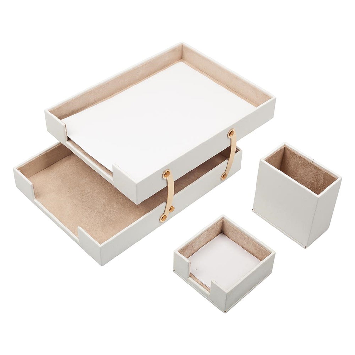 MOOG Leather Desk Set-3 Accessories-Double Document Tray - Black - 3 PCS