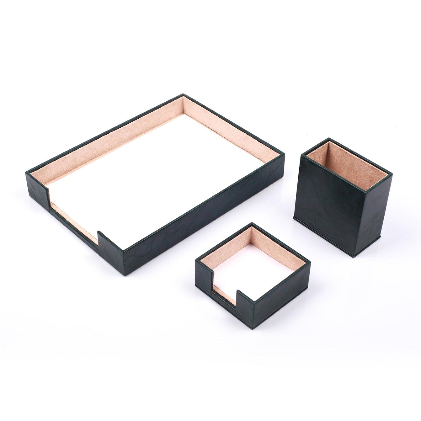 MOOG Leather Desk Set-3 Accessories-Single Document Tray - Blue - 3 PCS