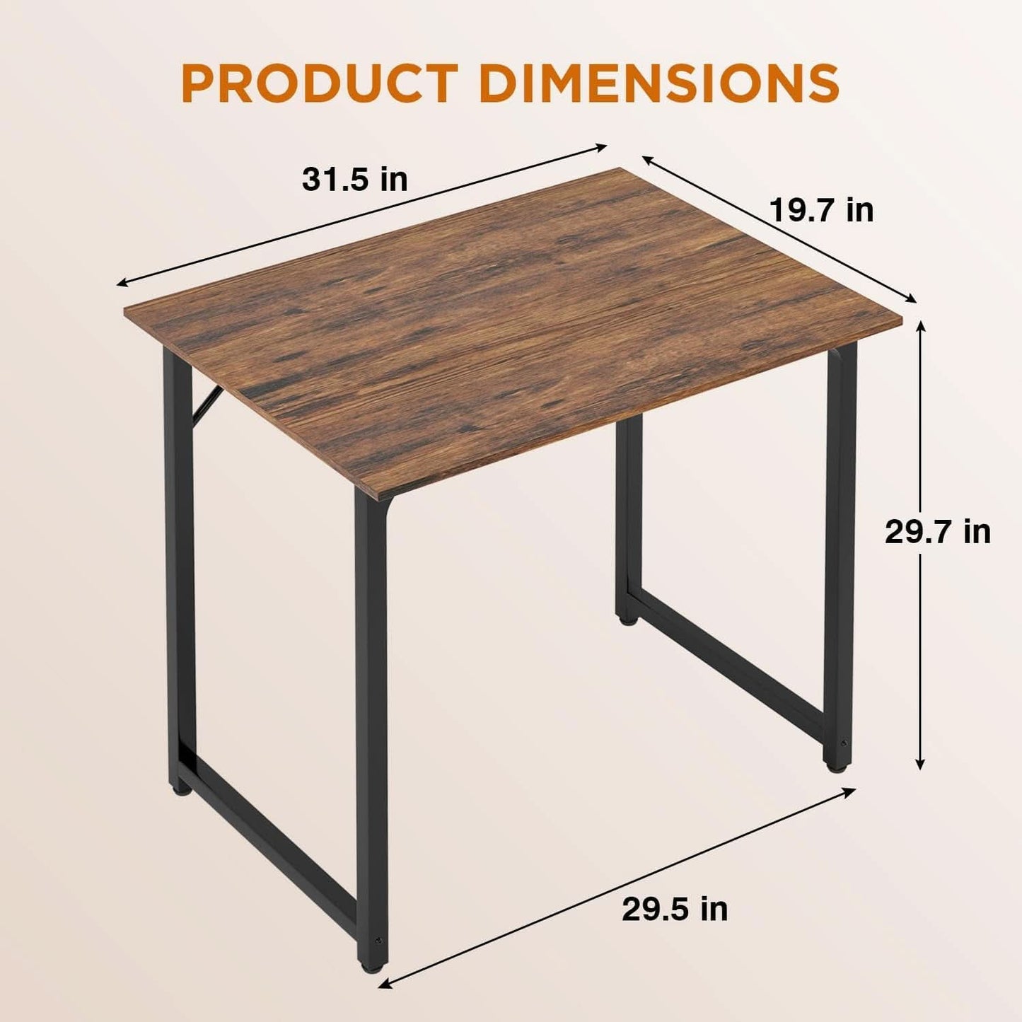 32 Inch Brown Computer Desk For Small Home Office Setup