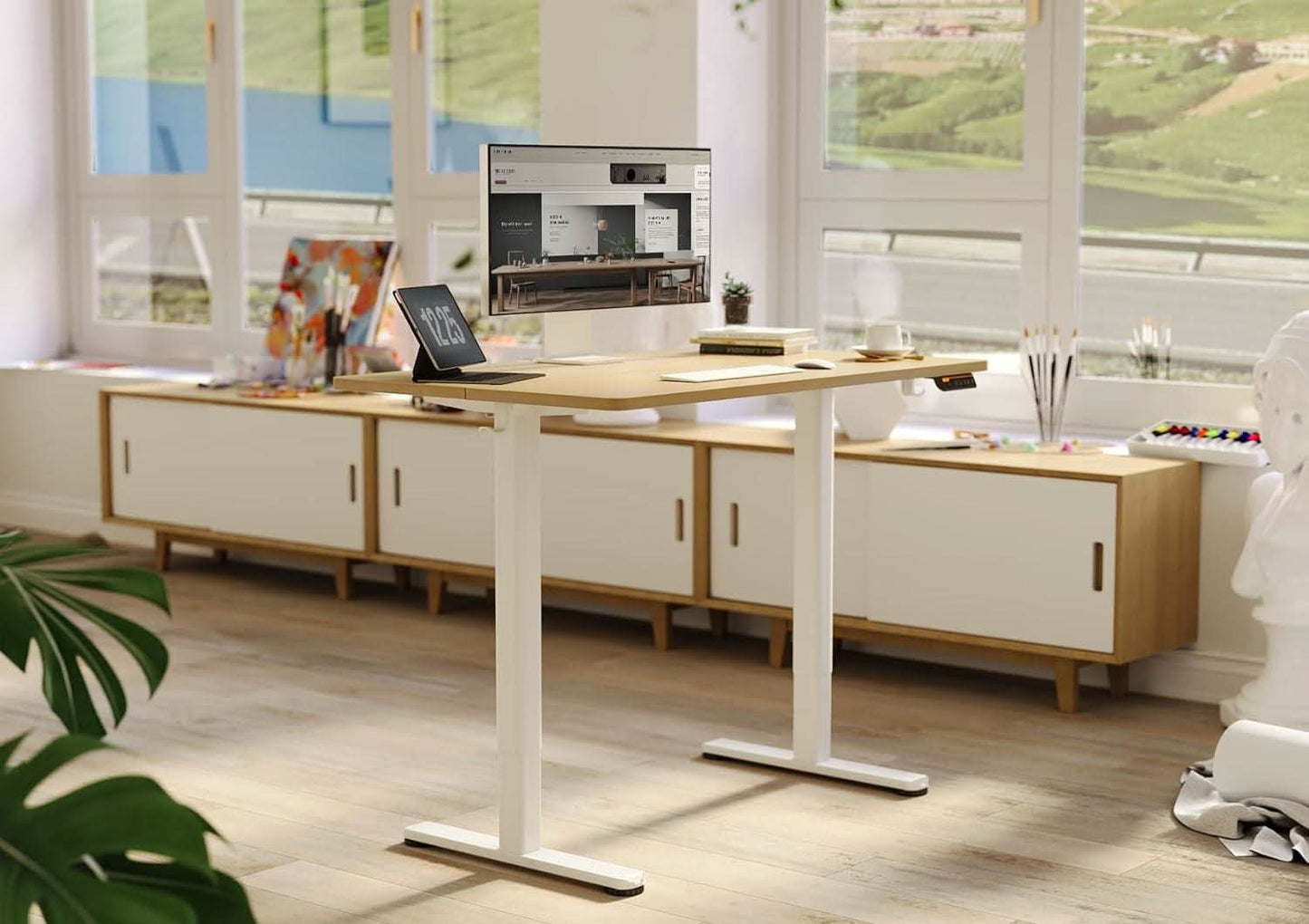 Electric Standing Desk 48X24 Inches White Height Adjustable