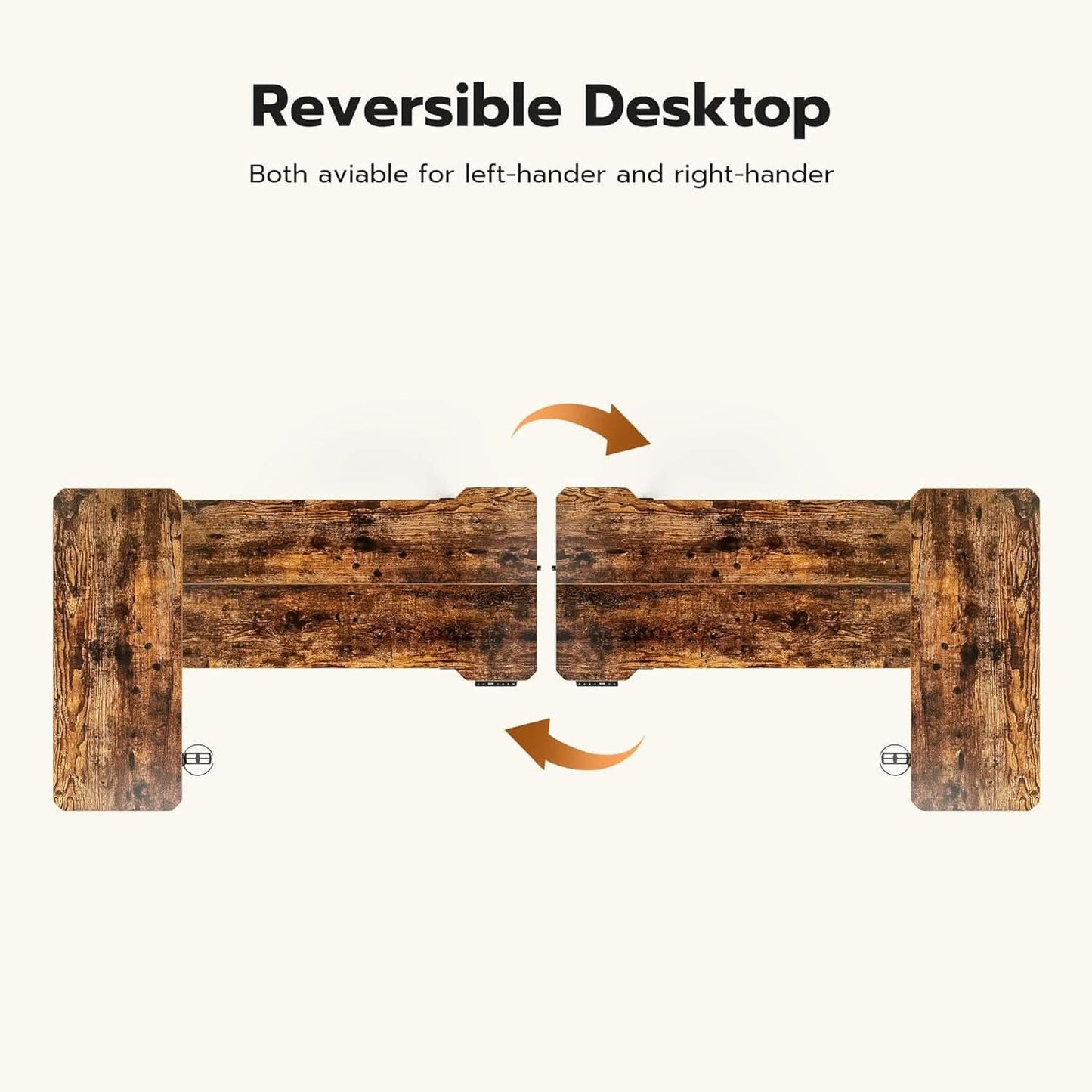 59 Inch Reversible L Shaped Electric Standing Desk Brown