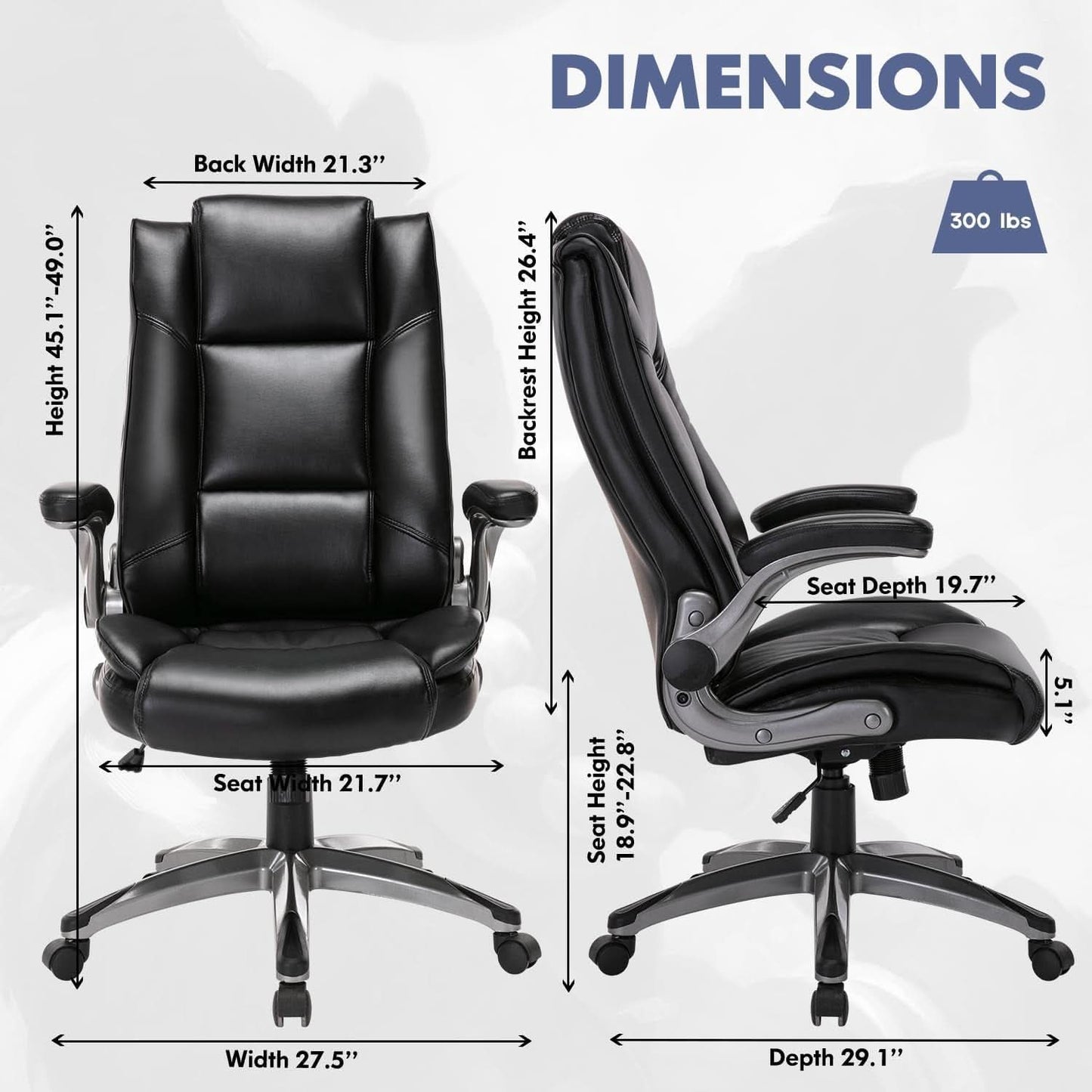 Bonded Leather Executive Office Chair Black High Back