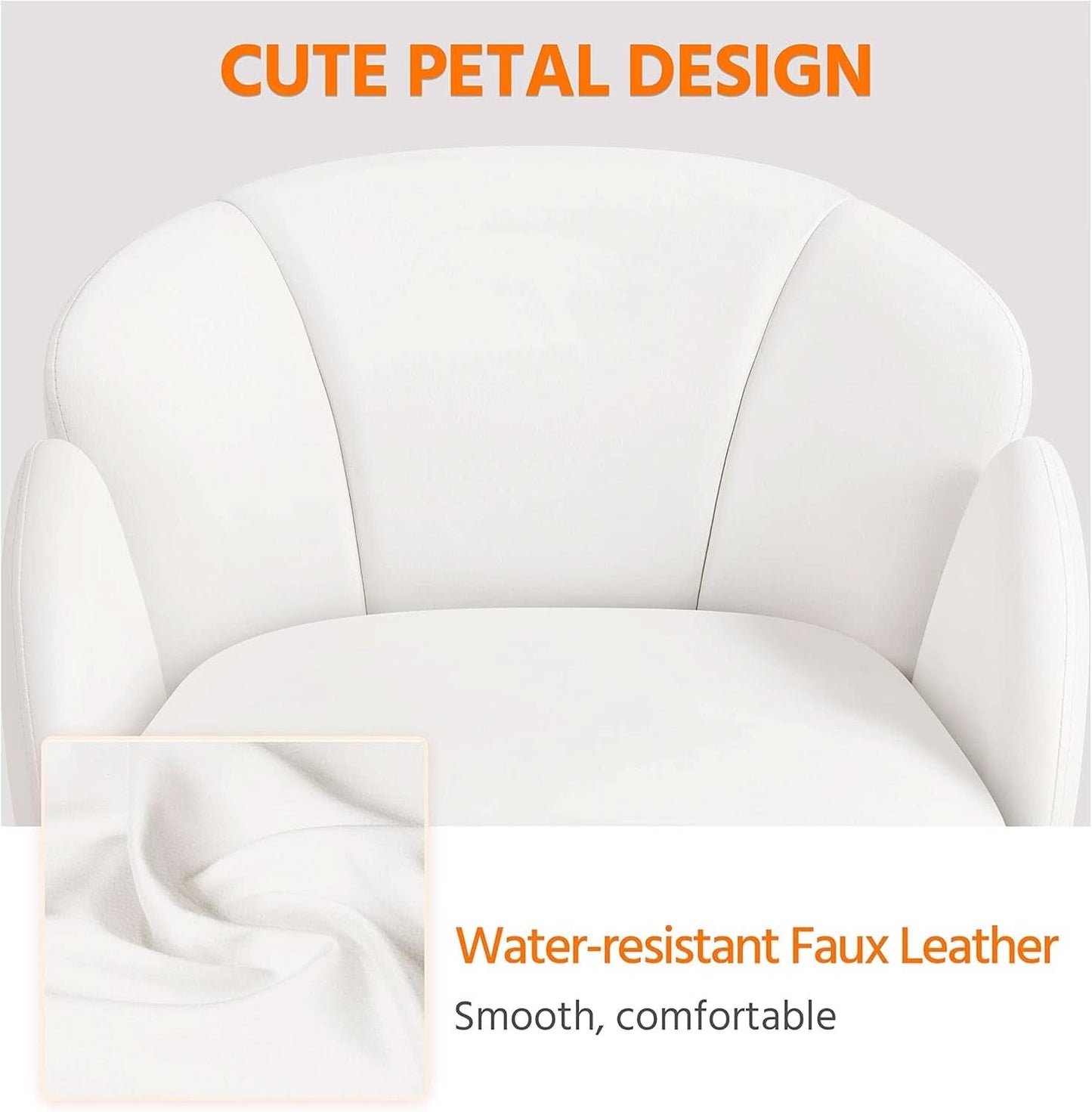 White Petal Desk Chair Faux Leather Swivel Office Chair