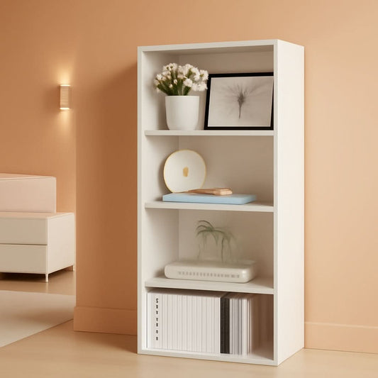 White 5 tier bookcase storage shelf for living room