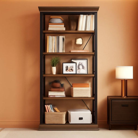 Six tier bookcase, 71 inch, industrial storage shelf
