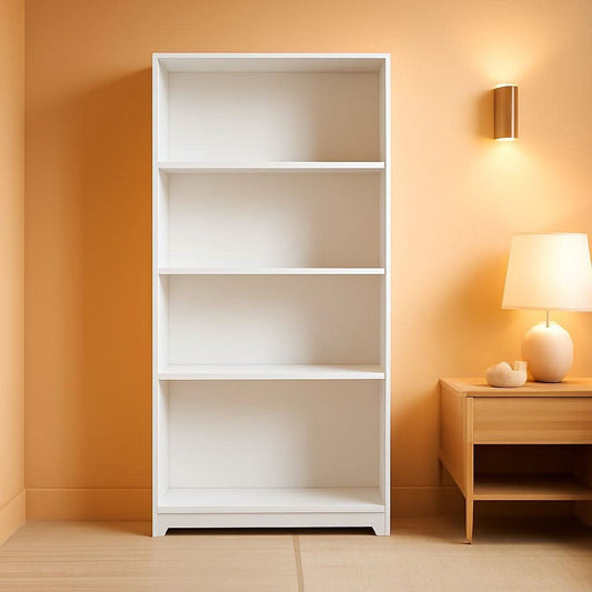 Bush Cabot white tall five shelf bookcase with adjustable shelves