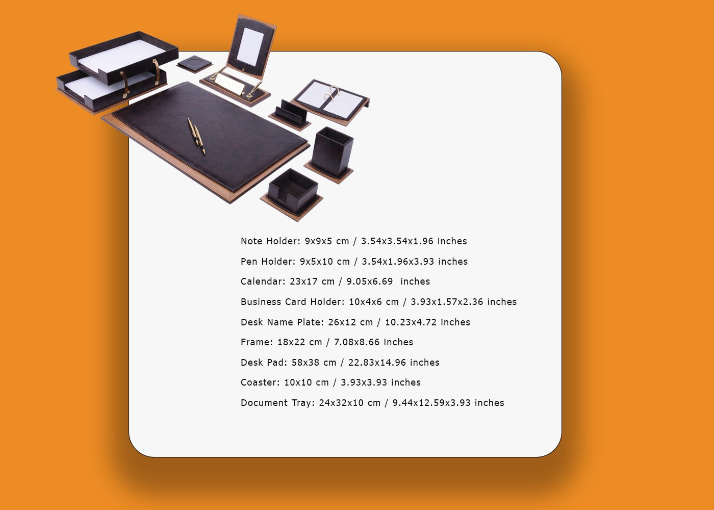 MOOG Luxury Desk Set - Double Document Tray- Black- 13 PCS