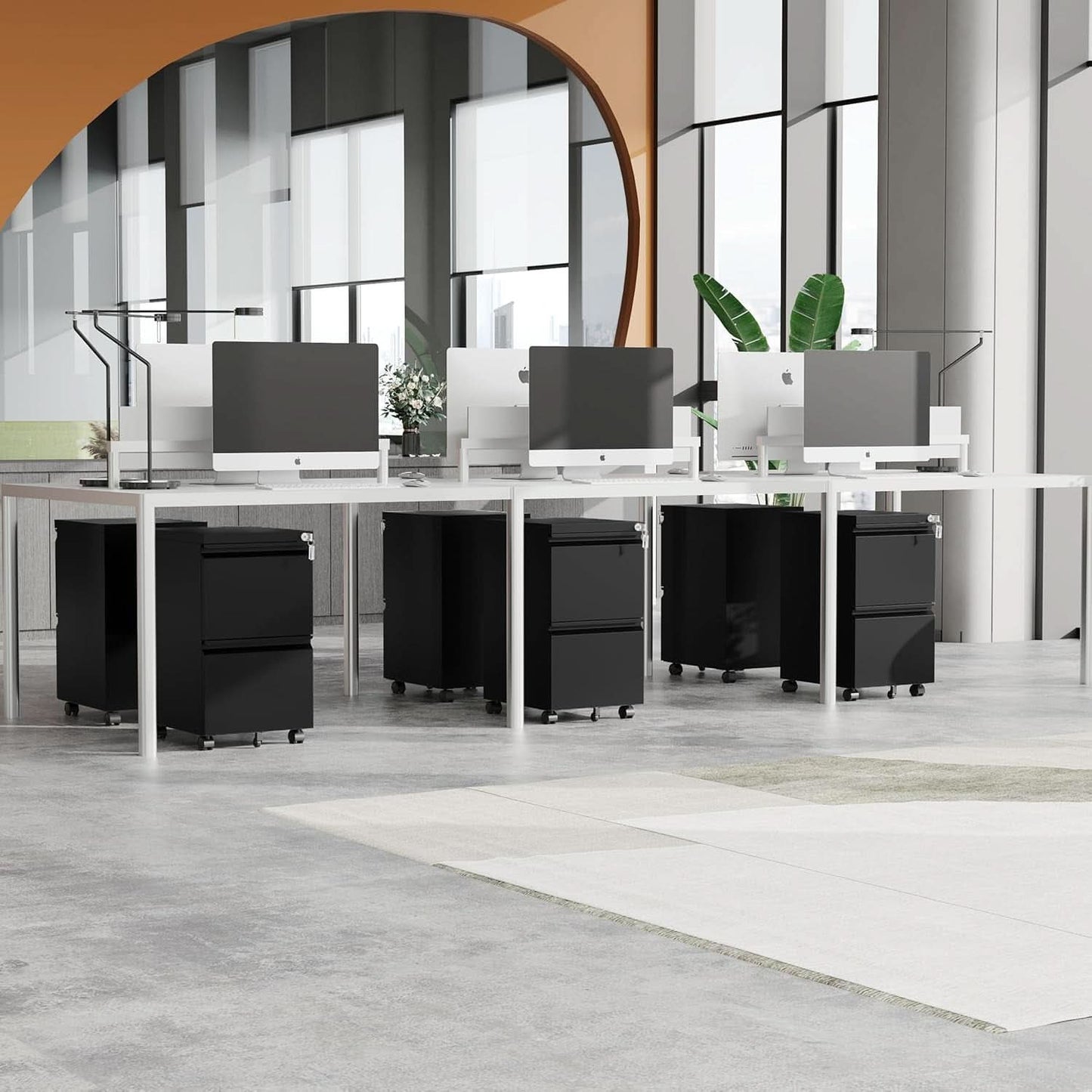 2 Drawer Mobile File Cabinet On Wheels Black For Home Office Under Desk Filing Legal Letter A4