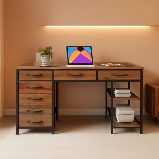 Rustic Brown 47 Inches Corner Desk Storage Solutions