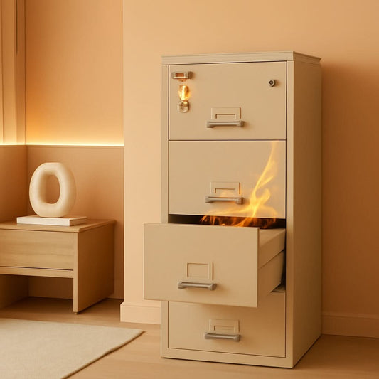 Parchment four drawer fire safe legal file cabinet, 1 hour rated