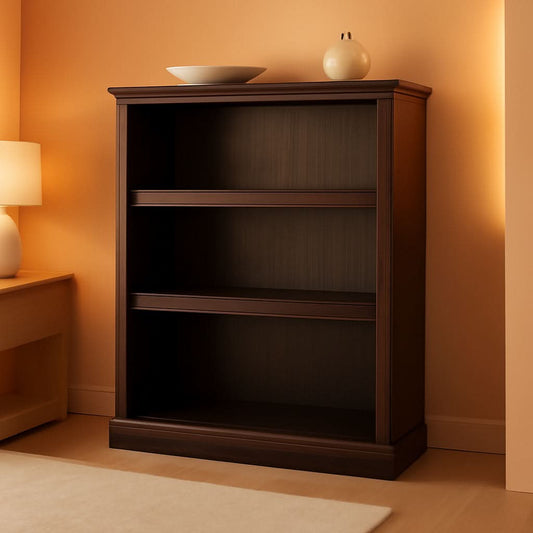 Three shelf bookcase in Jamocha wood finish