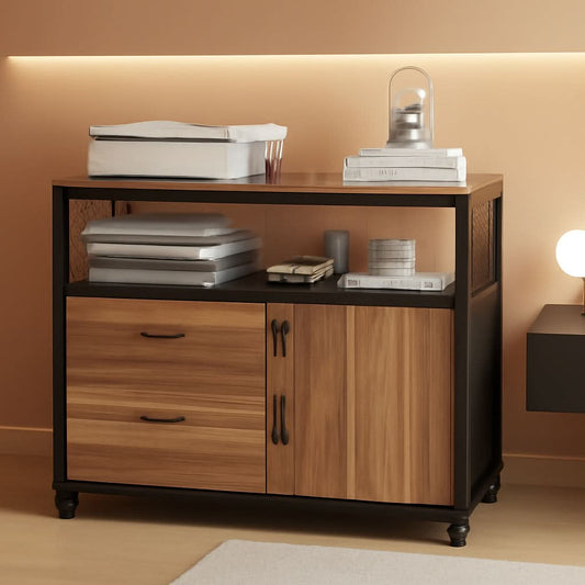 Lockable lateral file cabinet with drawers for letter size files
