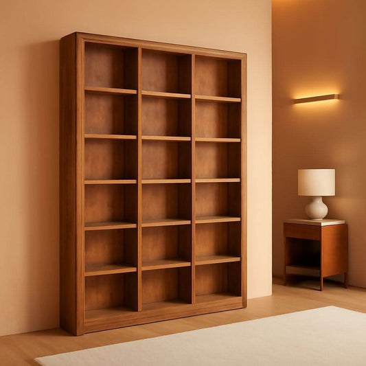 Traditional oak bookcase 84 inches tall with 18 shelves