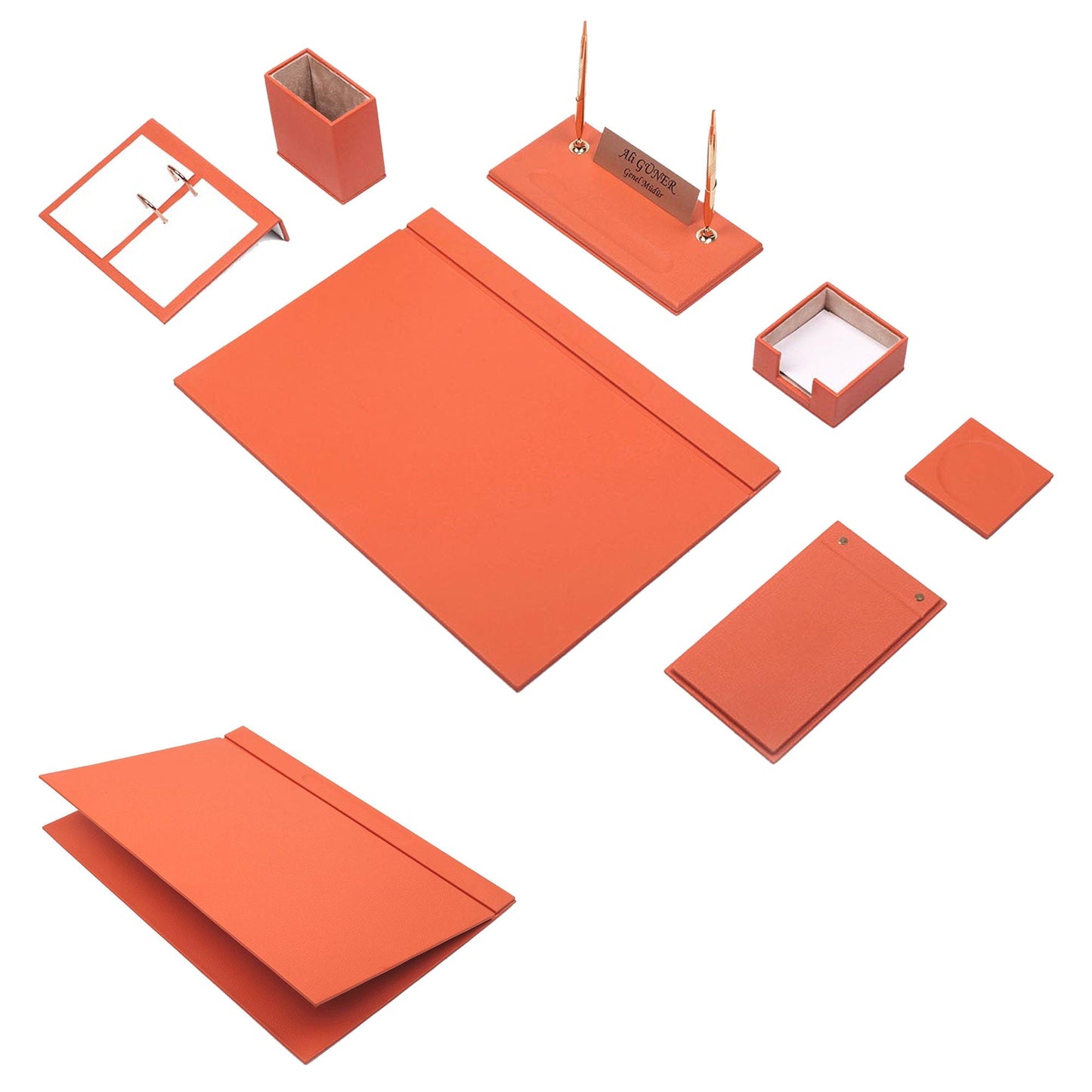 MOOG Leather Desk Set -White - 9 PCS