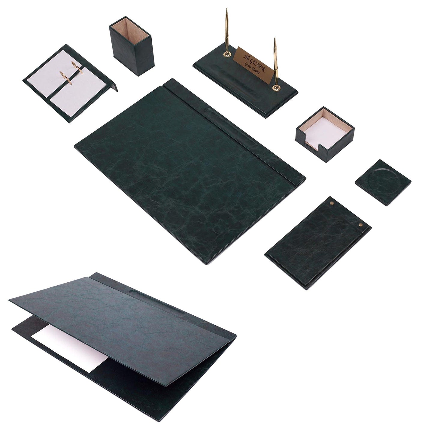 MOOG Leather Desk Set -Turquoise- 9 PCS