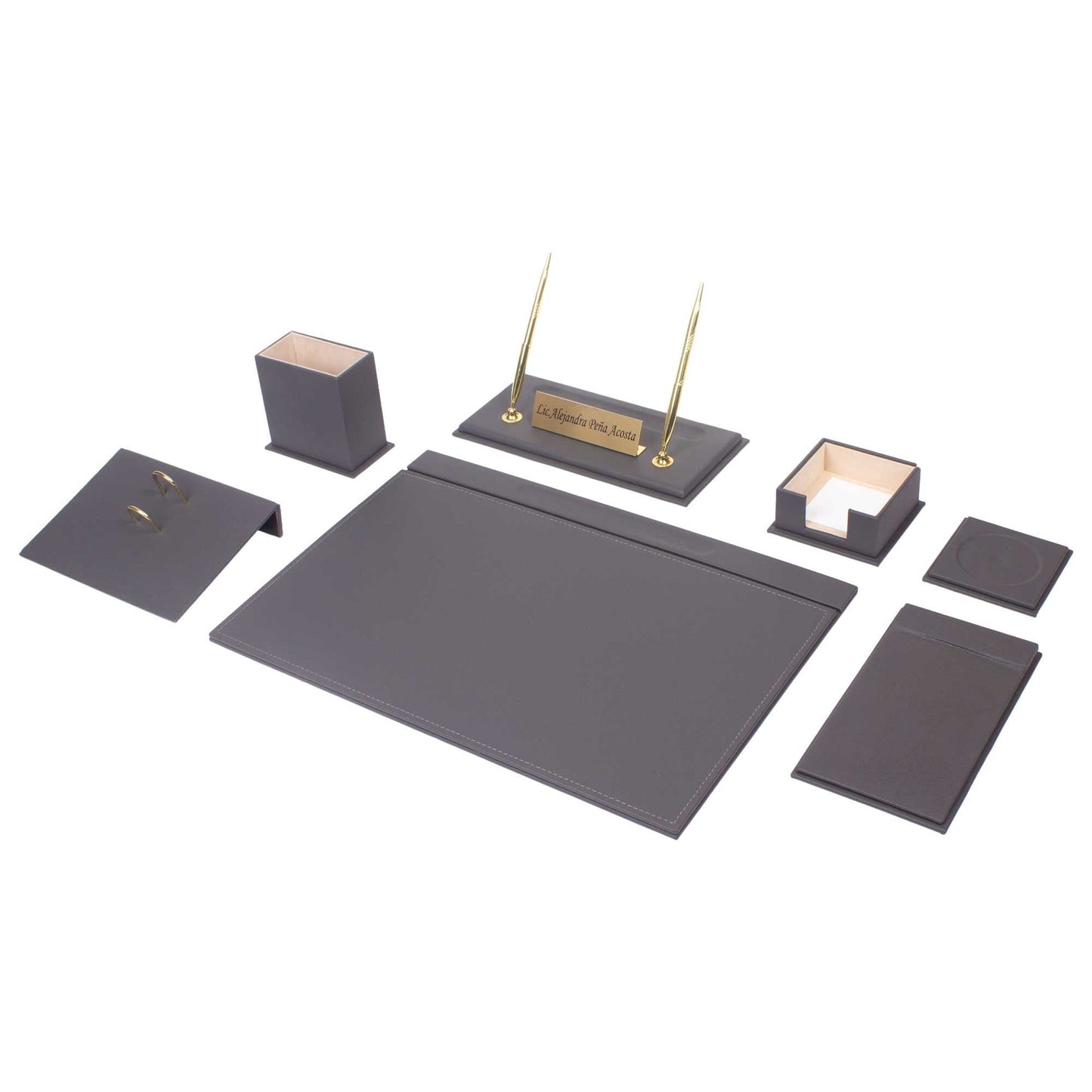 MOOG Leather Desk Set -Blue - 9 PCS