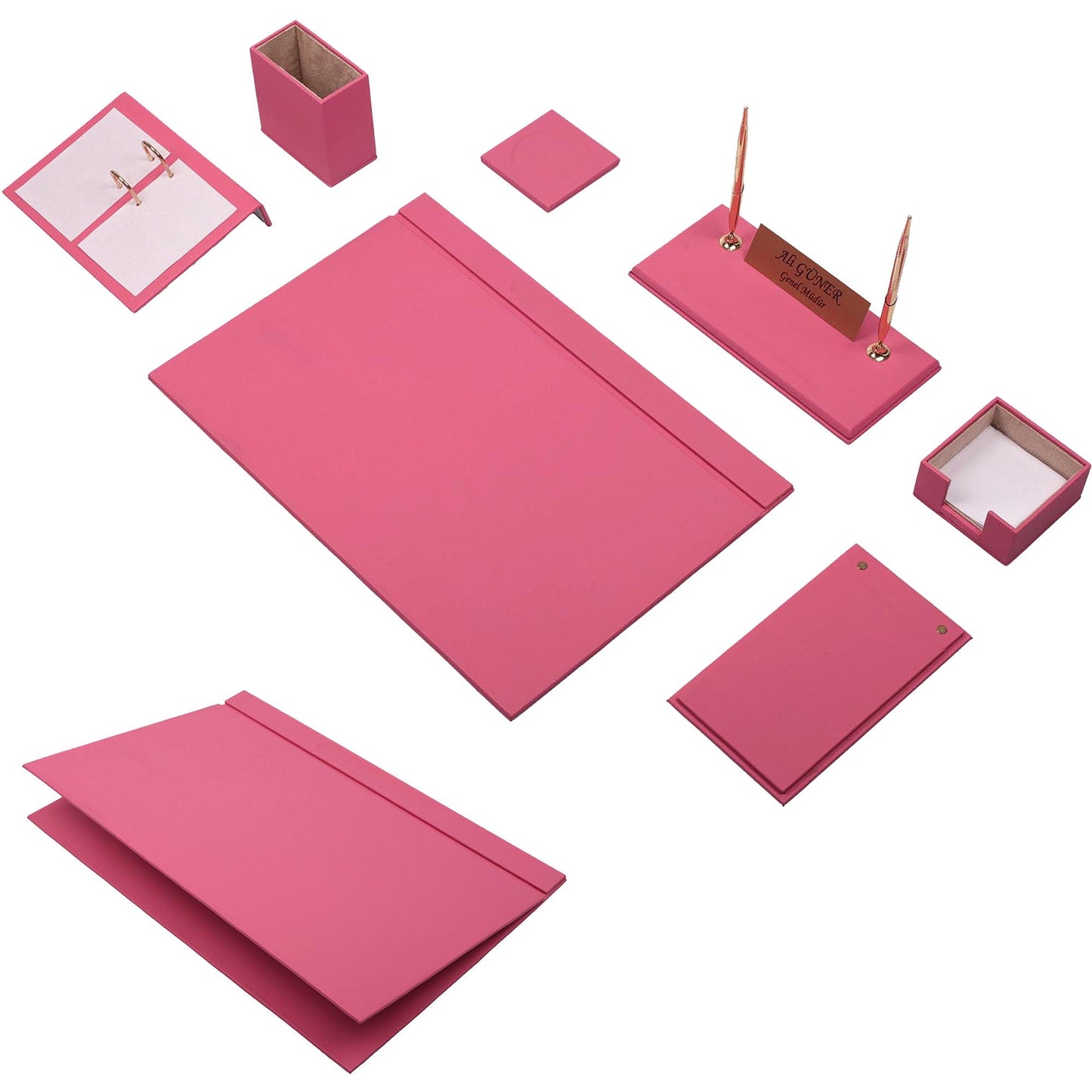 MOOG Leather Desk Set -White - 9 PCS