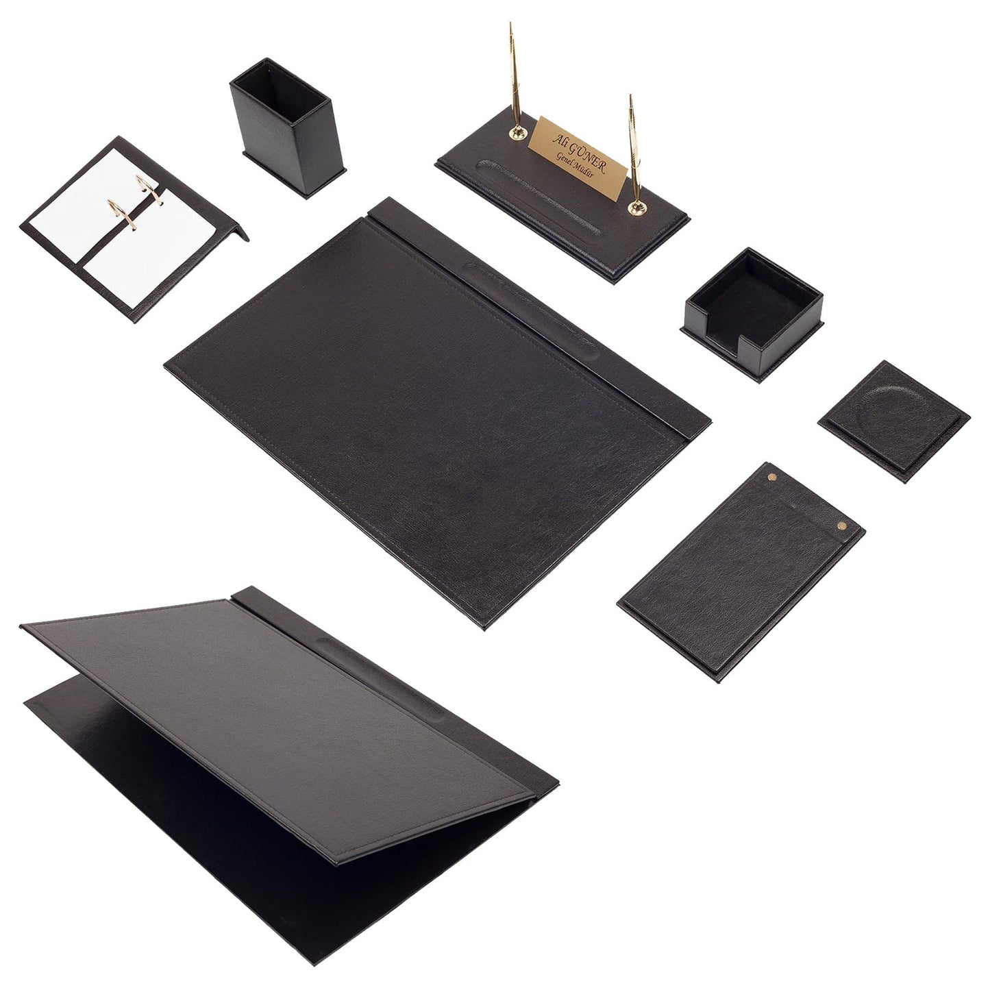 MOOG Leather Desk Set -Blue - 9 PCS