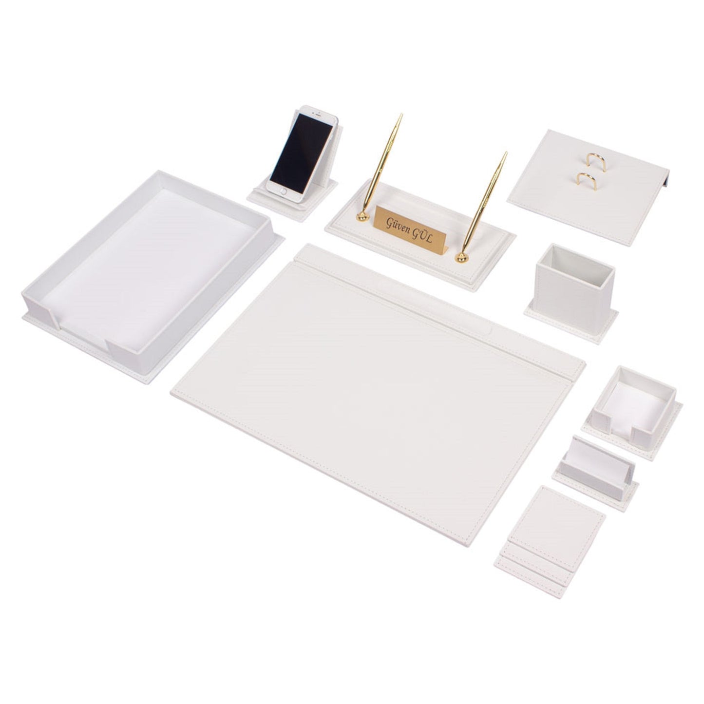MOOG Luxury Desk Set - Single Document Tray- Brown - 13 PCS